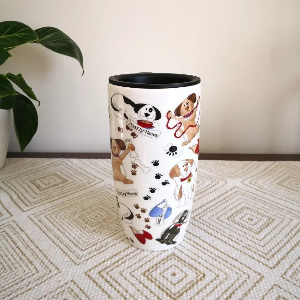 Cypress Ceramic Dog Lovers Traveling Coffee Mug 17‎ oz.